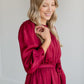 Tiered 3/4 Sleeve Satin Midi Dress FF Dresses