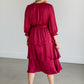 Tiered 3/4 Sleeve Satin Midi Dress FF Dresses