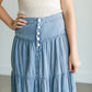Tiered Chambray Blue Midi Skirt Skirts