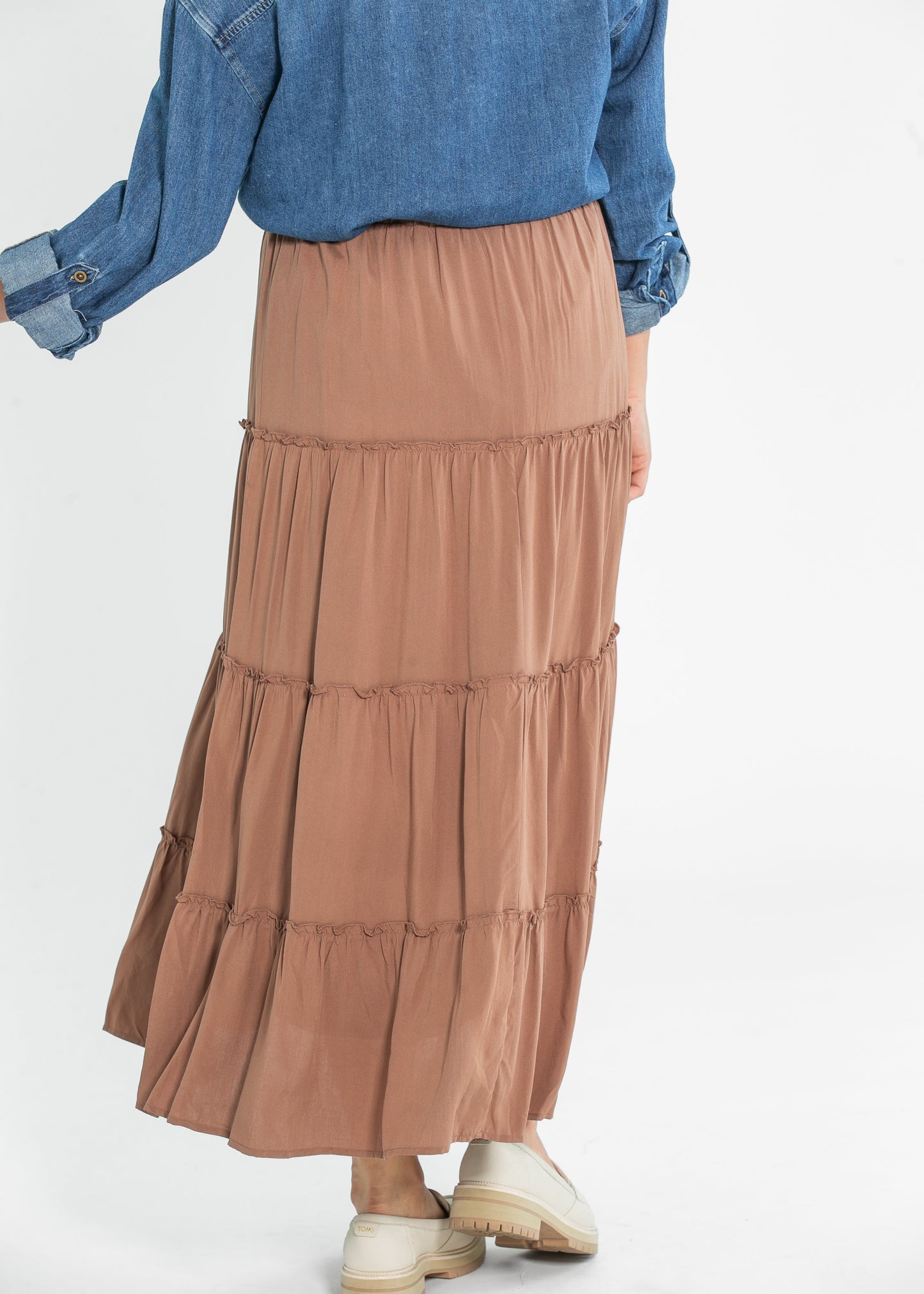 Tiered Elastic Waist Maxi Skirt FF Skirts