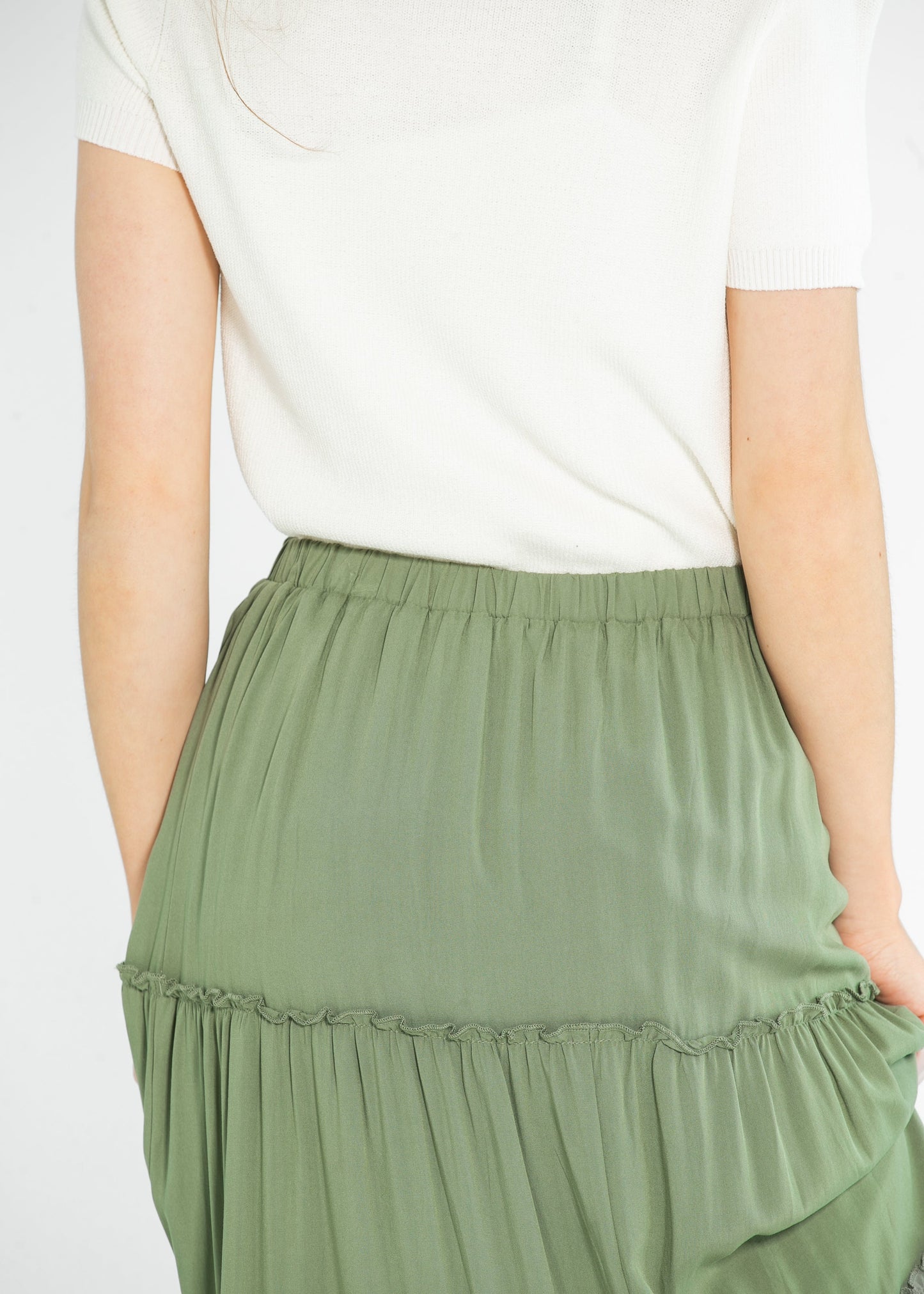 Tiered Elastic Waist Maxi Skirt FF Skirts
