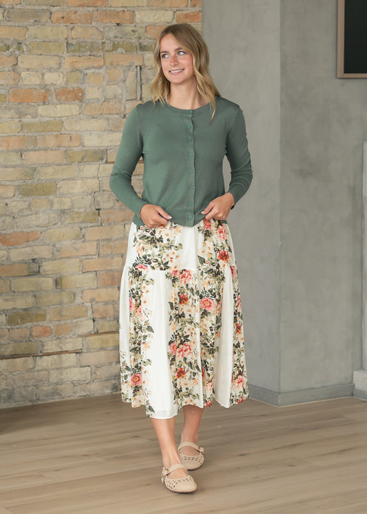 Tiered Floral Midi Skirt FF Skirts