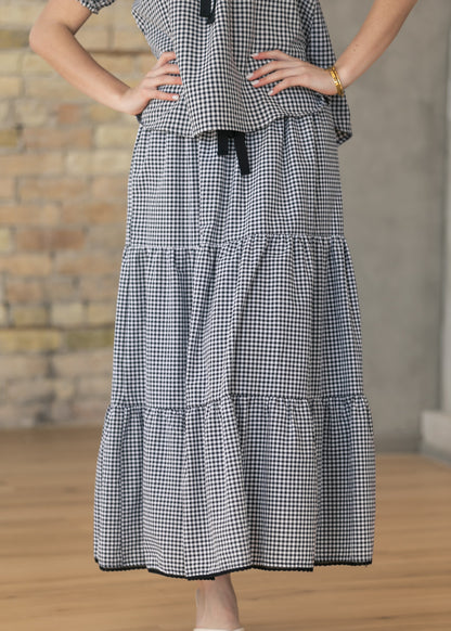 Tiered Gingham Maxi Skirt FF Skirts