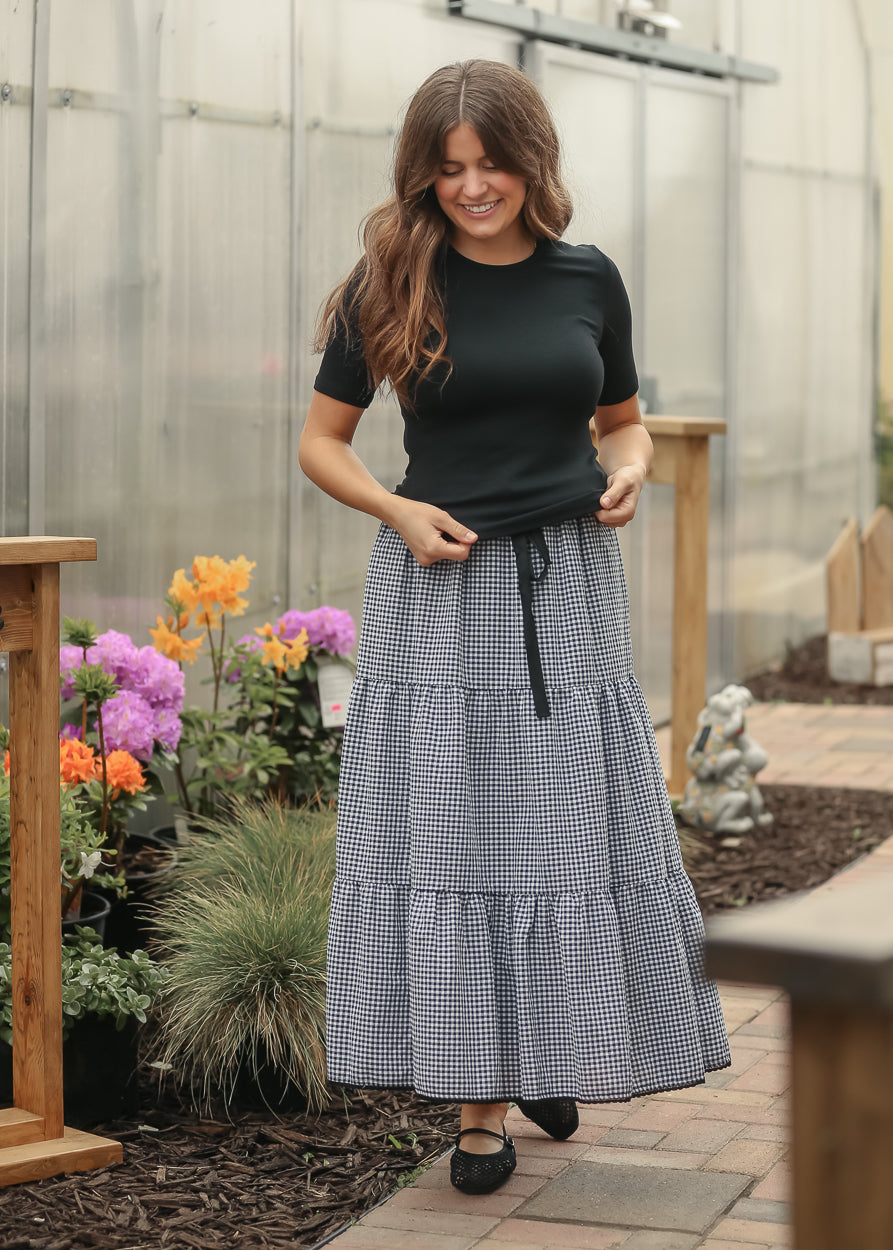 Tiered Gingham Maxi Skirt - FINAL SALE FF Skirts