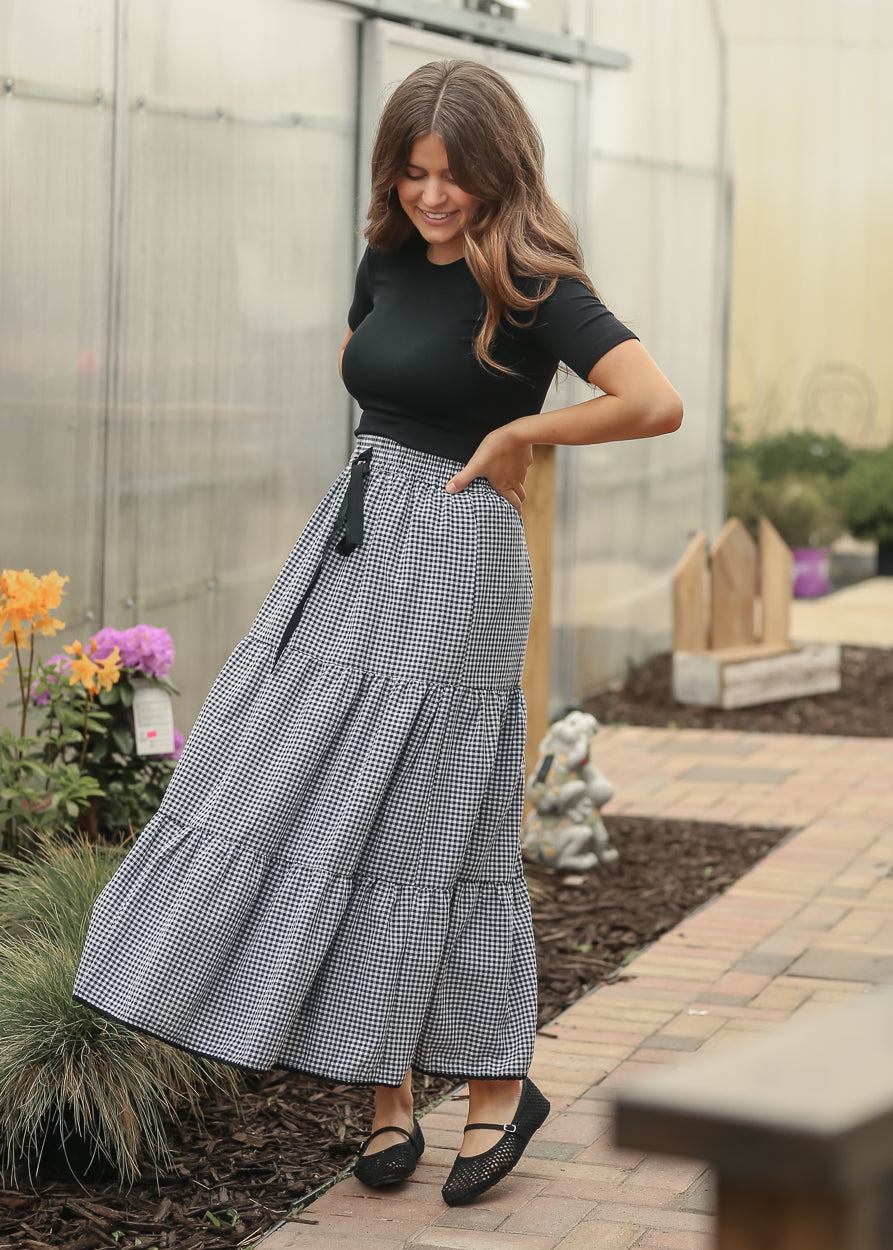 Tiered Gingham Maxi Skirt - FINAL SALE FF Skirts