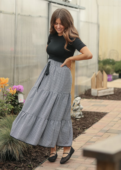 Tiered Gingham Maxi Skirt - FINAL SALE FF Skirts