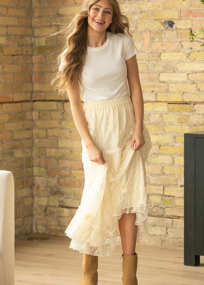 Tiered Lace Midi Skirt FF Skirts