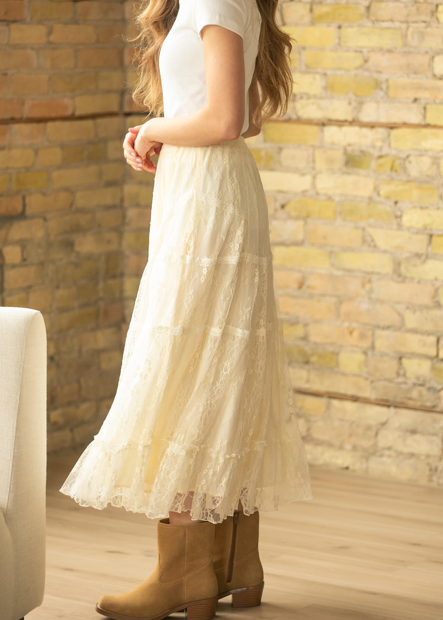 Tiered Lace Midi Skirt FF Skirts