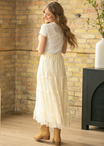 Tiered Lace Midi Skirt FF Skirts