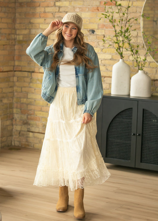 Tiered Lace Midi Skirt FF Skirts