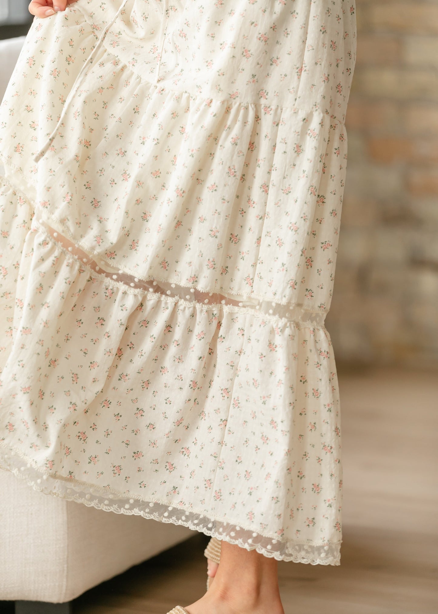 Tiered Lace Trim Maxi Skirt FF Skirts