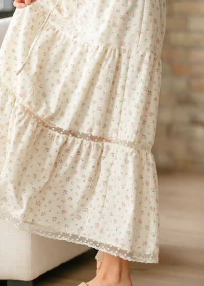 Tiered Lace Trim Maxi Skirt FF Skirts