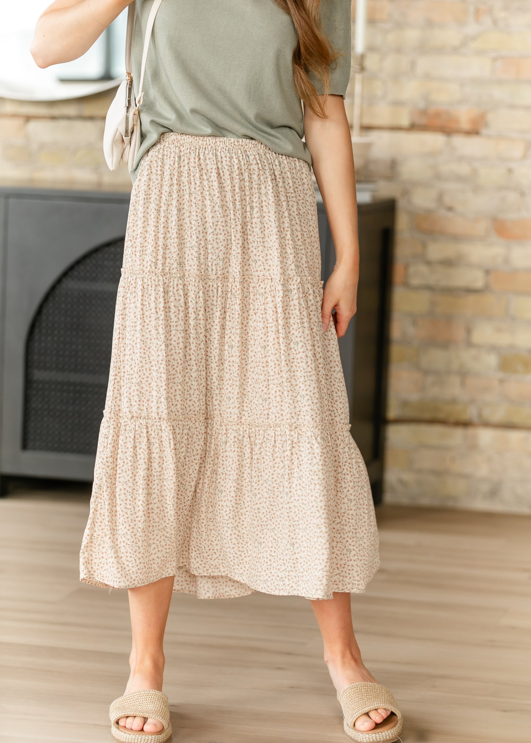Tiered Ruffle Trim Maxi Skirt FF Skirts