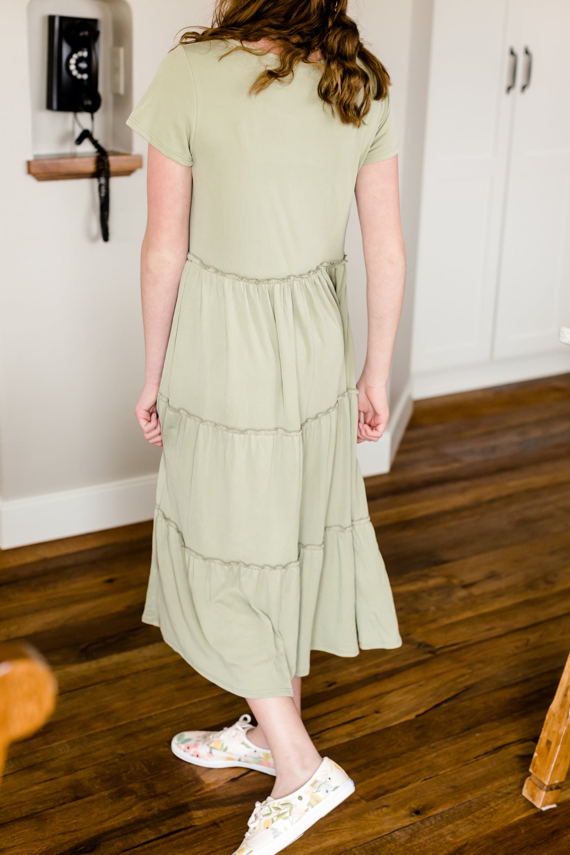 Tiered Sage Ruffle Midi Dress - FINAL SALE Dresses