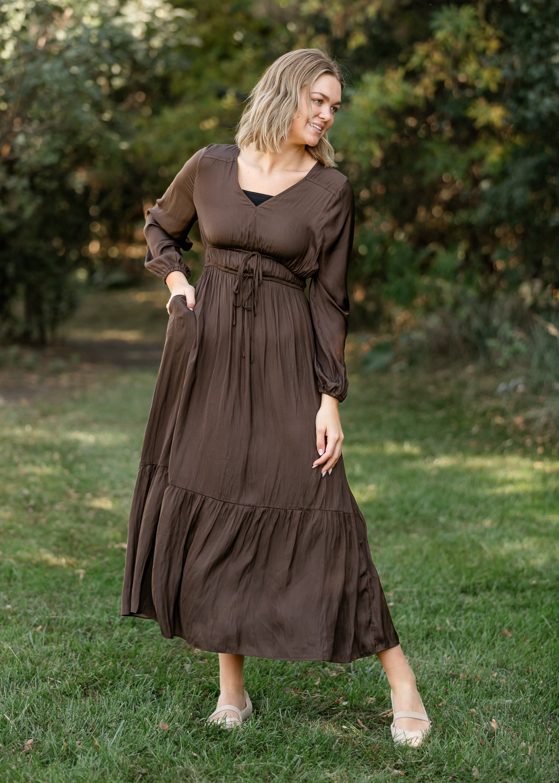 Tiered Satin Maxi Dress - FINAL SALE Inherit Co. Tiered Satin Maxi Dress - FINAL SALE Inherit Co.