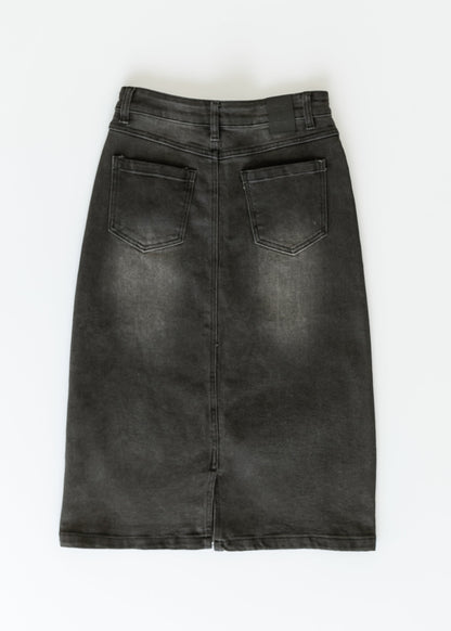 Tiffany Black Denim Midi Skirt IC Skirts