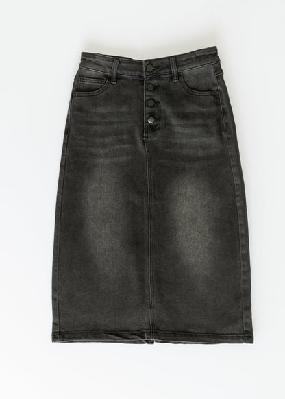 Tiffany Black Denim Midi Skirt IC Skirts