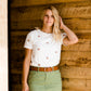 Tiny Floral Embroidered Top Tops