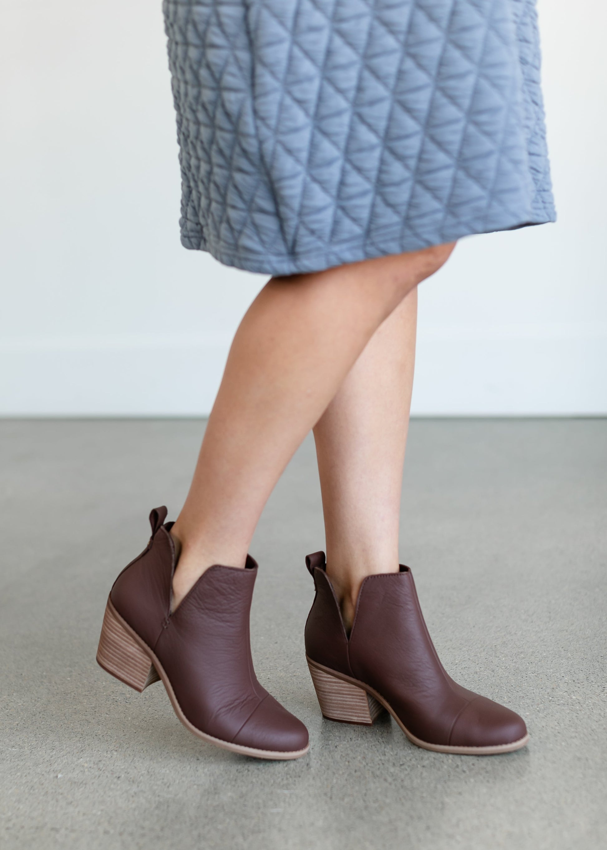 TOMS® Everly Leather Cutout Bootie Shoes Chestnut / 6.5