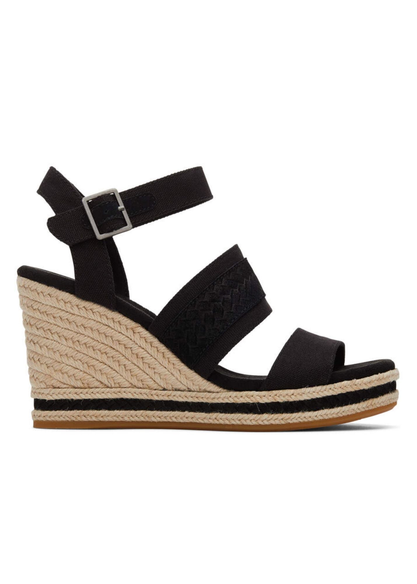 TOMS® Madelyn Black Canvas Wedge Sandal Shoes