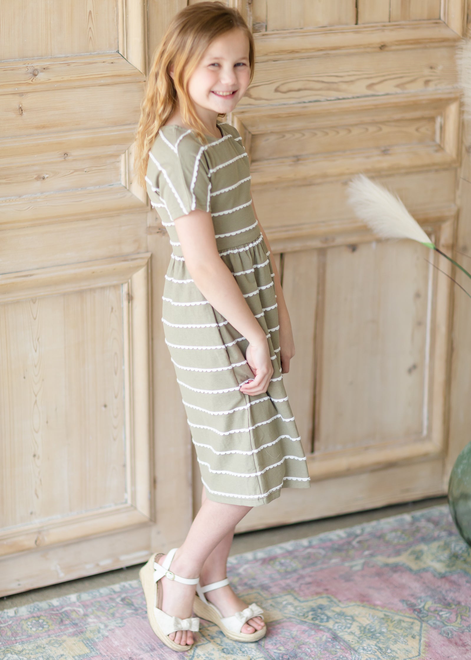 Tory Olive Scalloped Midi Dress - FINAL SALE Dresses