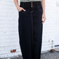 Triple Button Long A-Line Denim Skirt - FINAL SALE Skirts