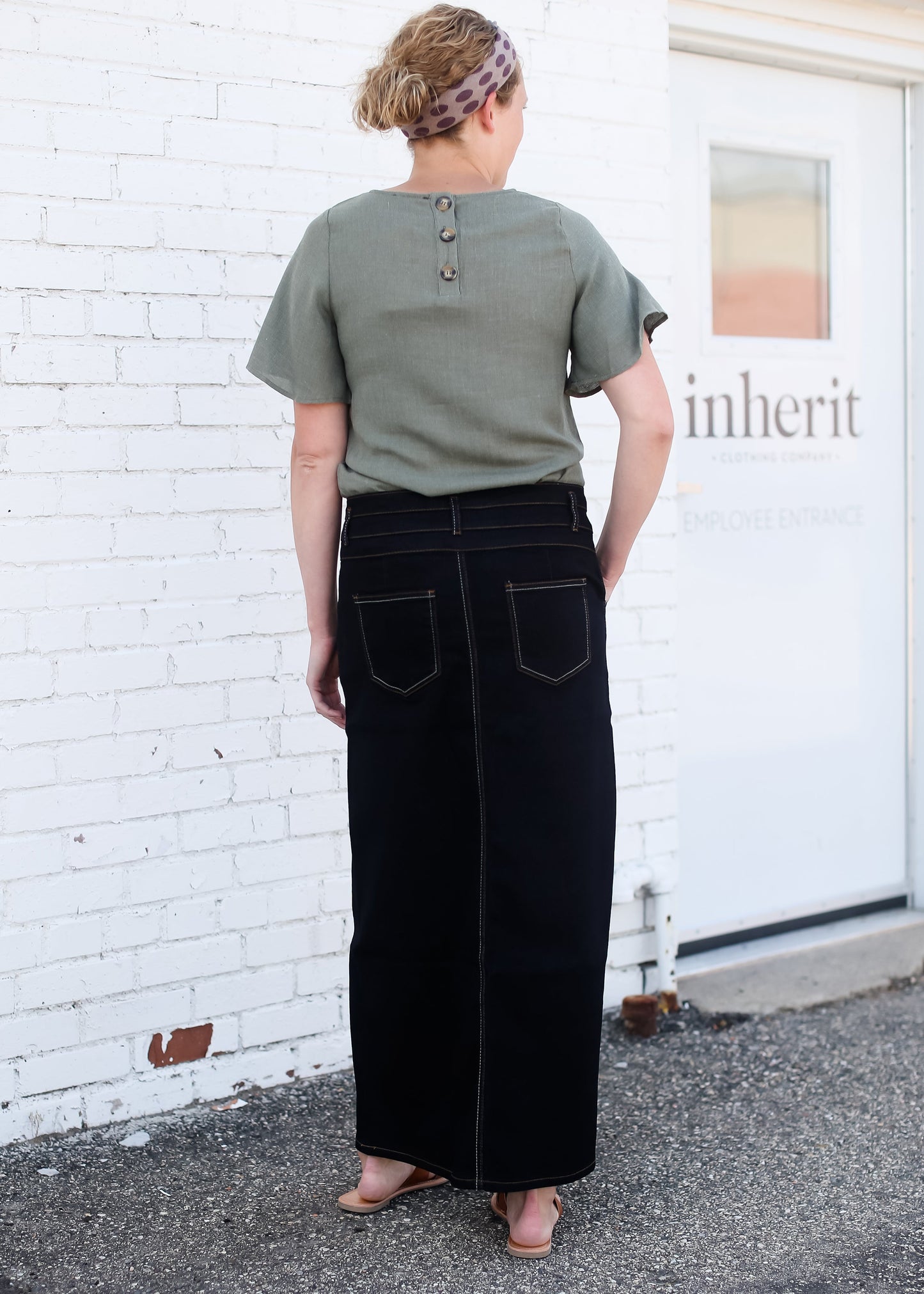 Triple Button Long A-Line Denim Skirt - FINAL SALE Skirts