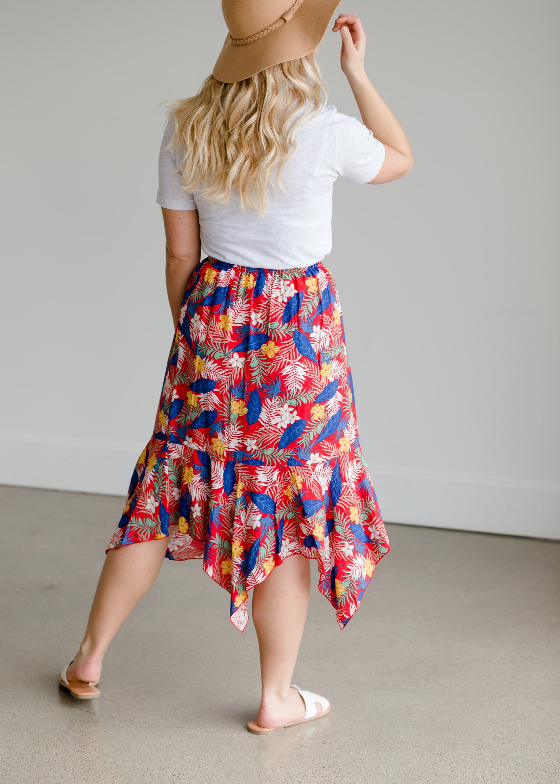 Tropical Hankerchief Hem Midi Skirt - FINAL SALE Skirts