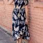Tropical Hi-Lo Navy Midi Dress - FINAL SALE Dresses