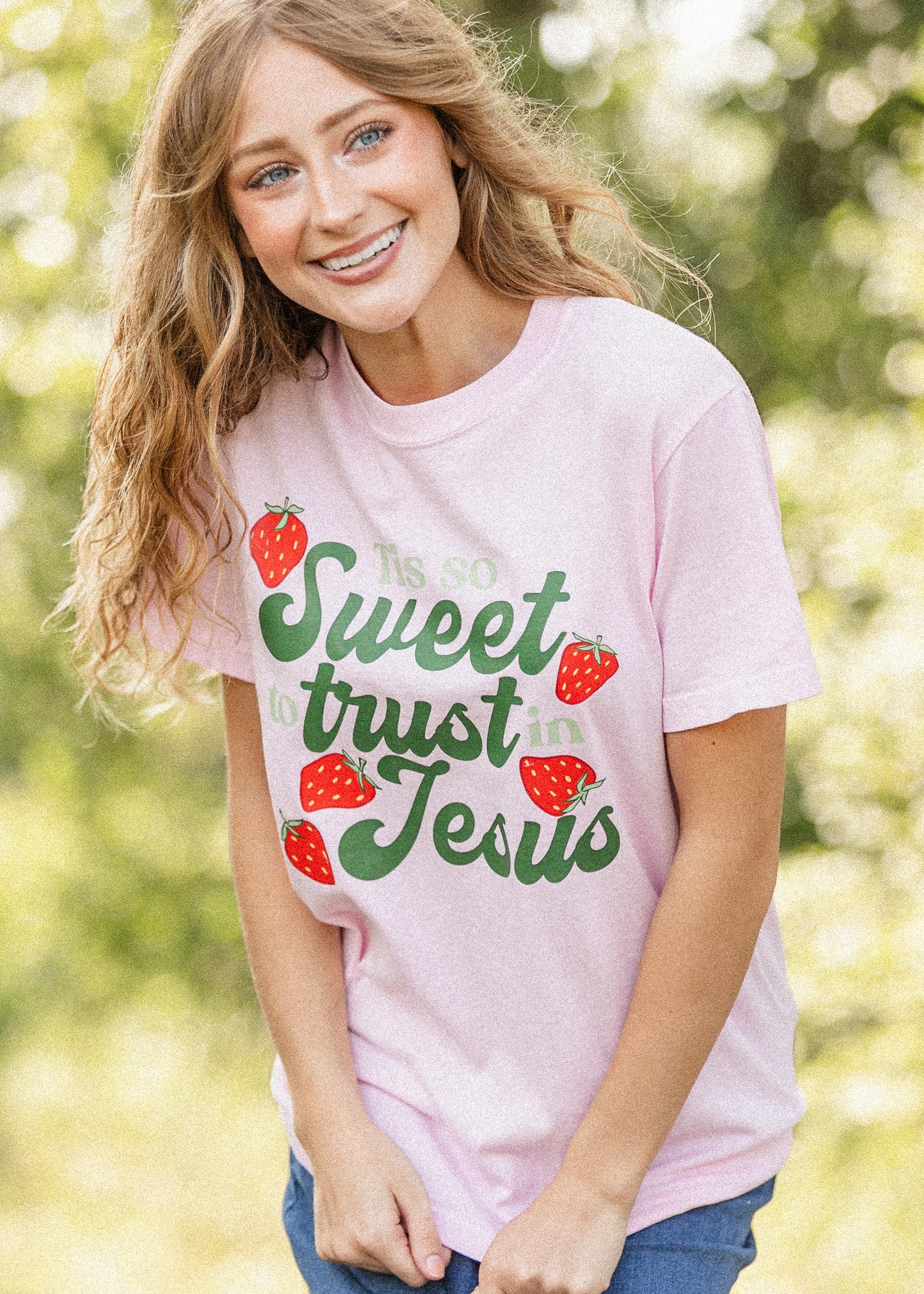 Trust In Jesus Strawberry Graphic Tee FF Tops
