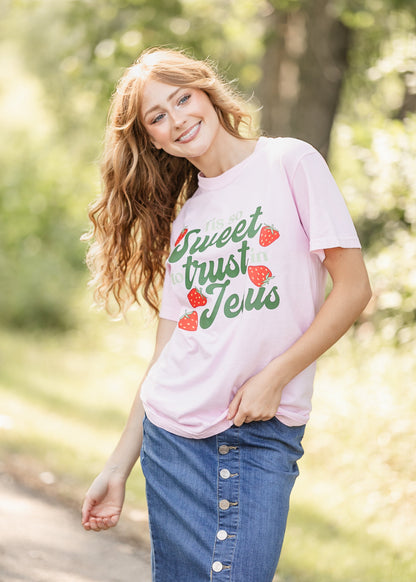 Trust In Jesus Strawberry Graphic Tee FF Tops