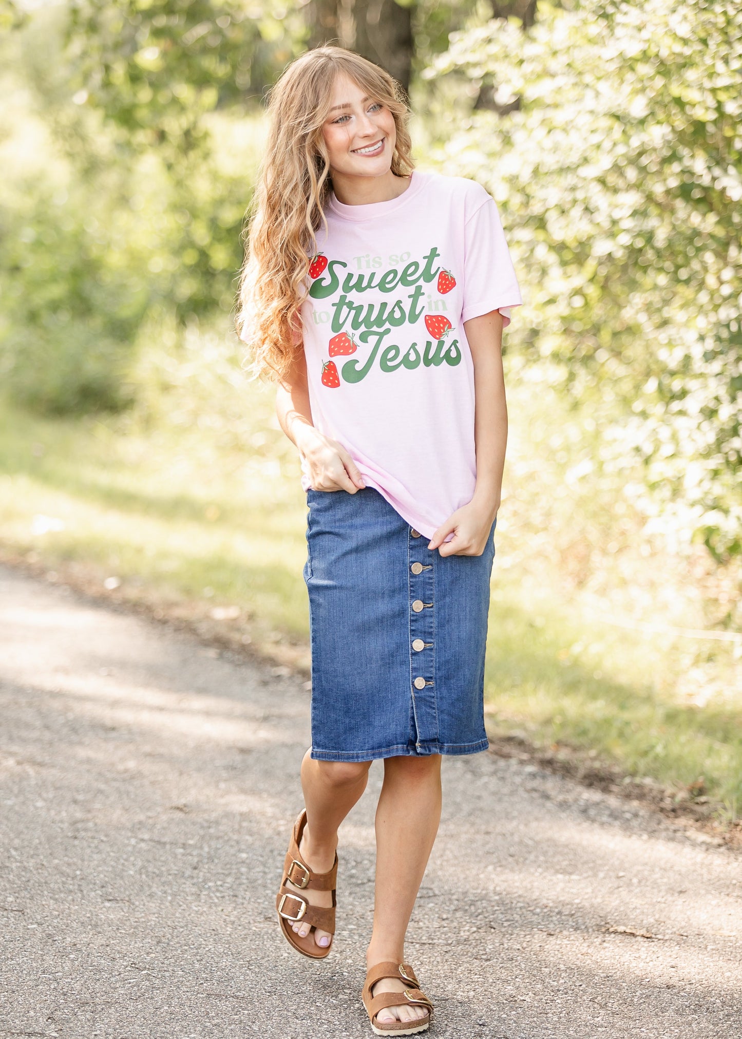 Trust In Jesus Strawberry Graphic Tee FF Tops