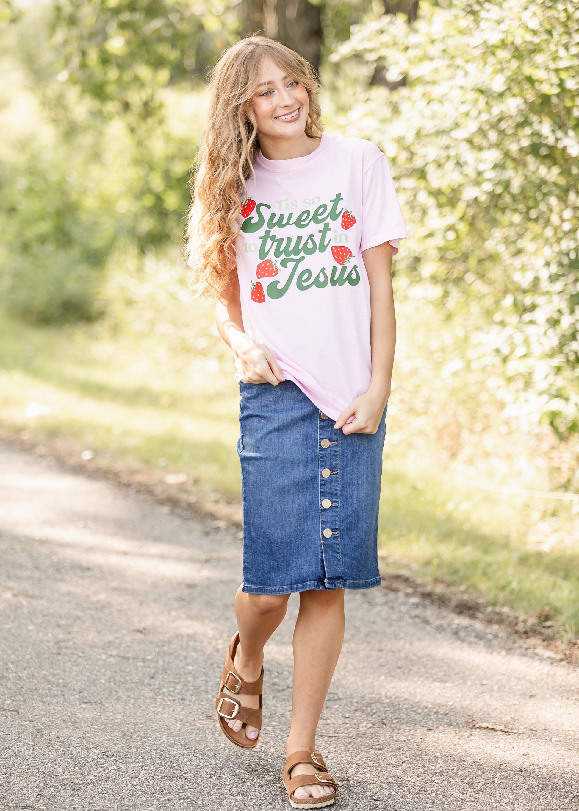 Trust In Jesus Strawberry Graphic Tee FF Tops