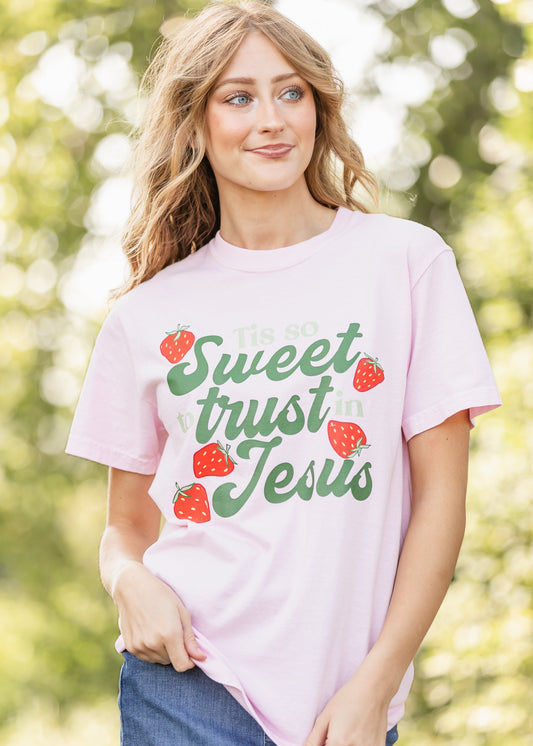 Trust In Jesus Strawberry Graphic Tee FF Tops