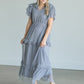 Tulle Tiered Ruffle Midi Dress Dresses Dusty Blue / S