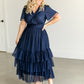 Tulle Tiered Short Sleeve Maxi Dress FF Dresses