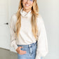 Turtleneck Balloon Sleeve Pullover Sweater FF Tops Oatmeal / S