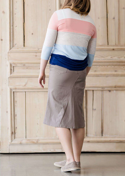 Twill Flair Khaki Midi Skirt - FINAL SALE Skirts