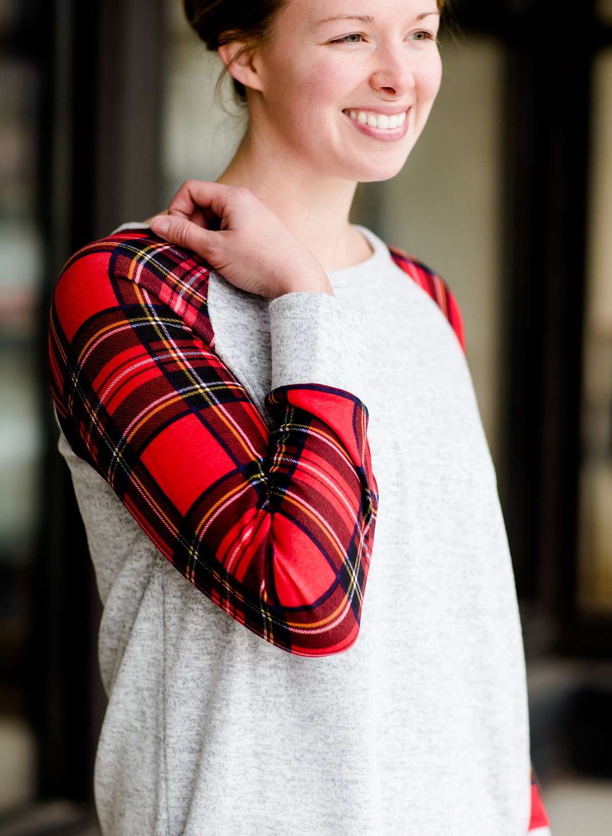 Two Tone Plaid Sweater - FINAL SALE Tops