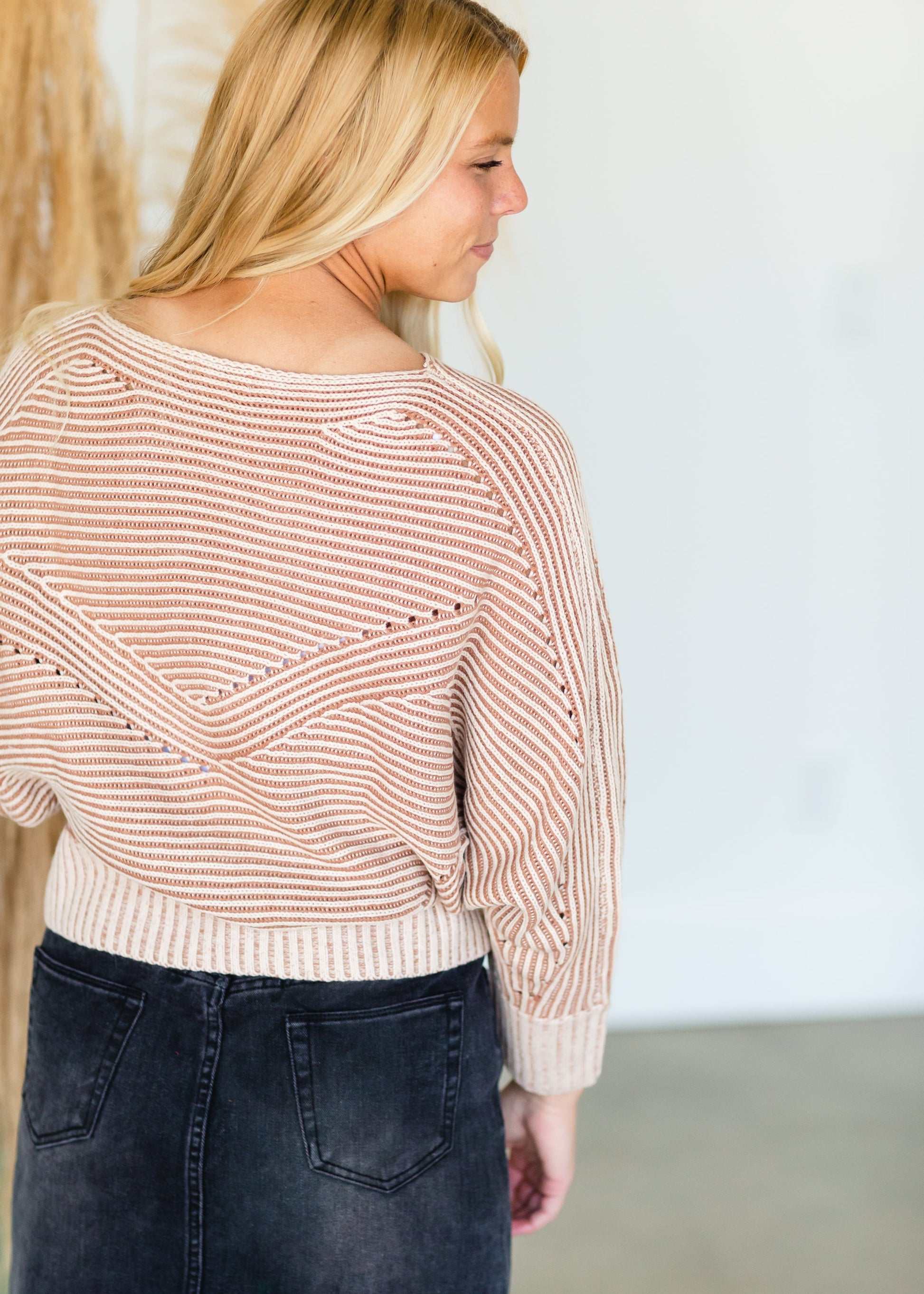 Two Tone Ribbed Knit Dolman Sweater - FINAL SALE Shirt