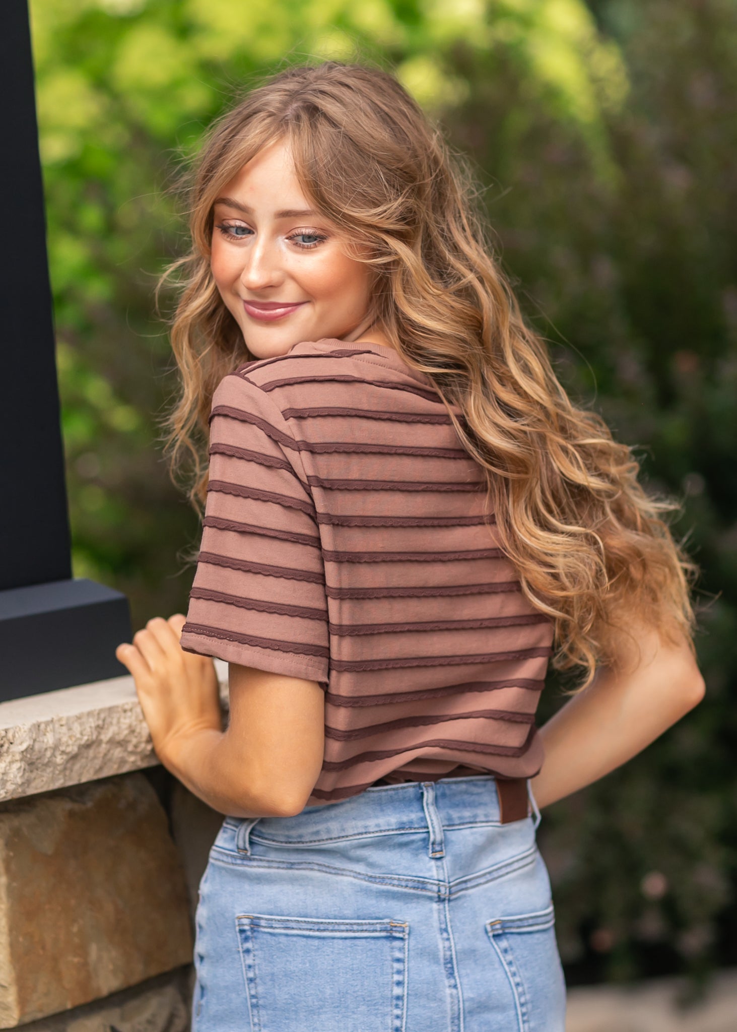 Two Tone Stripe Top FF Tops