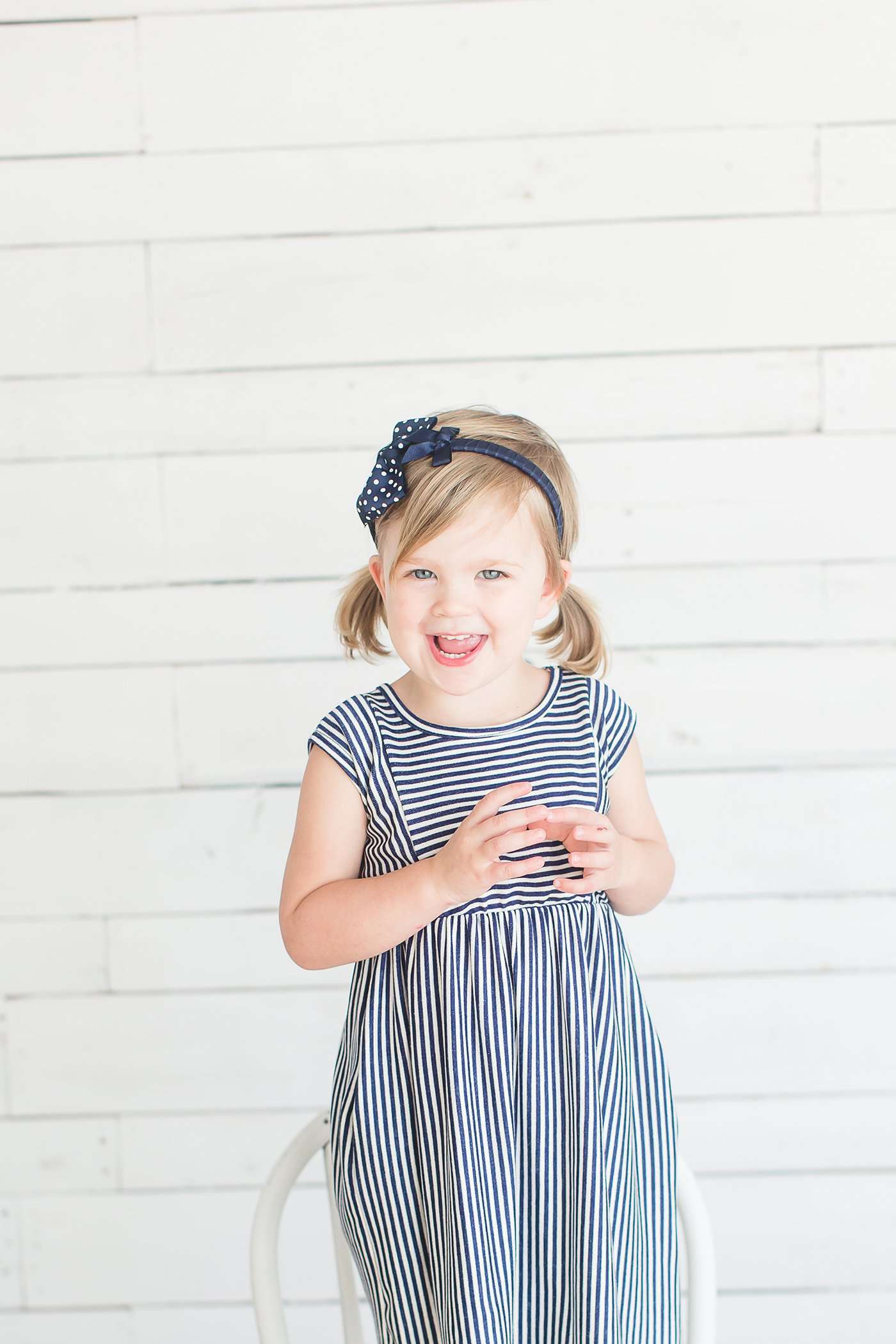 Two-Tone Striped Midi Dress - FINAL SALE Dresses Navy / 2T