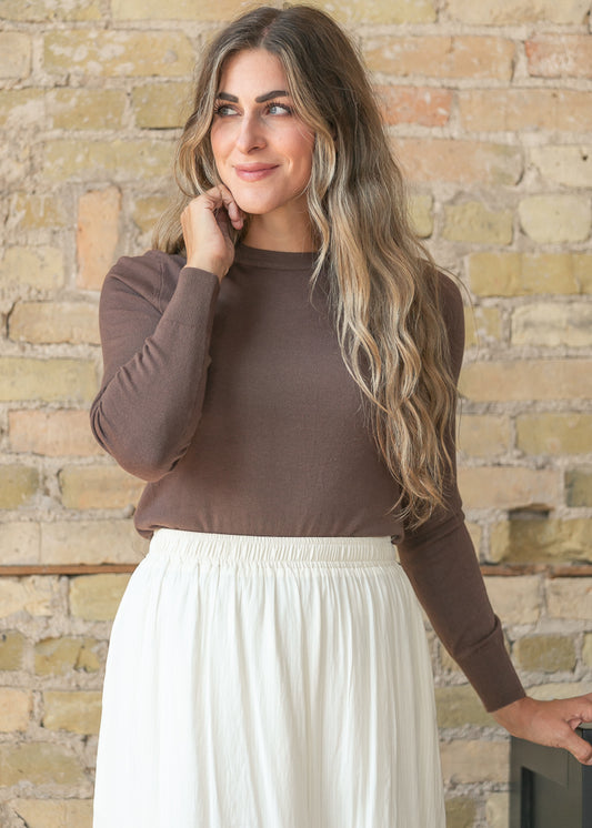 Ultra Soft Chocolate Basic Sweater Top FF Tops S