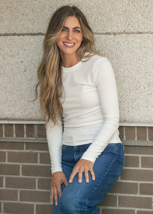Ultra Soft Ivory Basic Long Sleeve Top FF Tops S