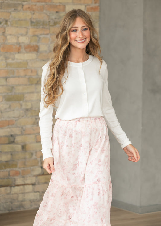Ultra Soft Ivory Long Sleeve Cardigan FF Tops