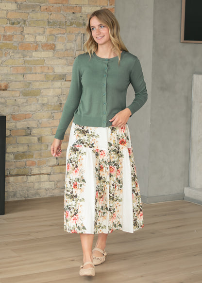 Ultra Soft Spruce Long Sleeve Cardigan FF Tops