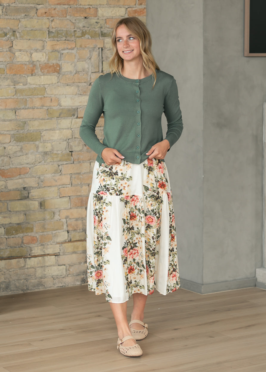 Ultra Soft Spruce Long Sleeve Cardigan FF Tops