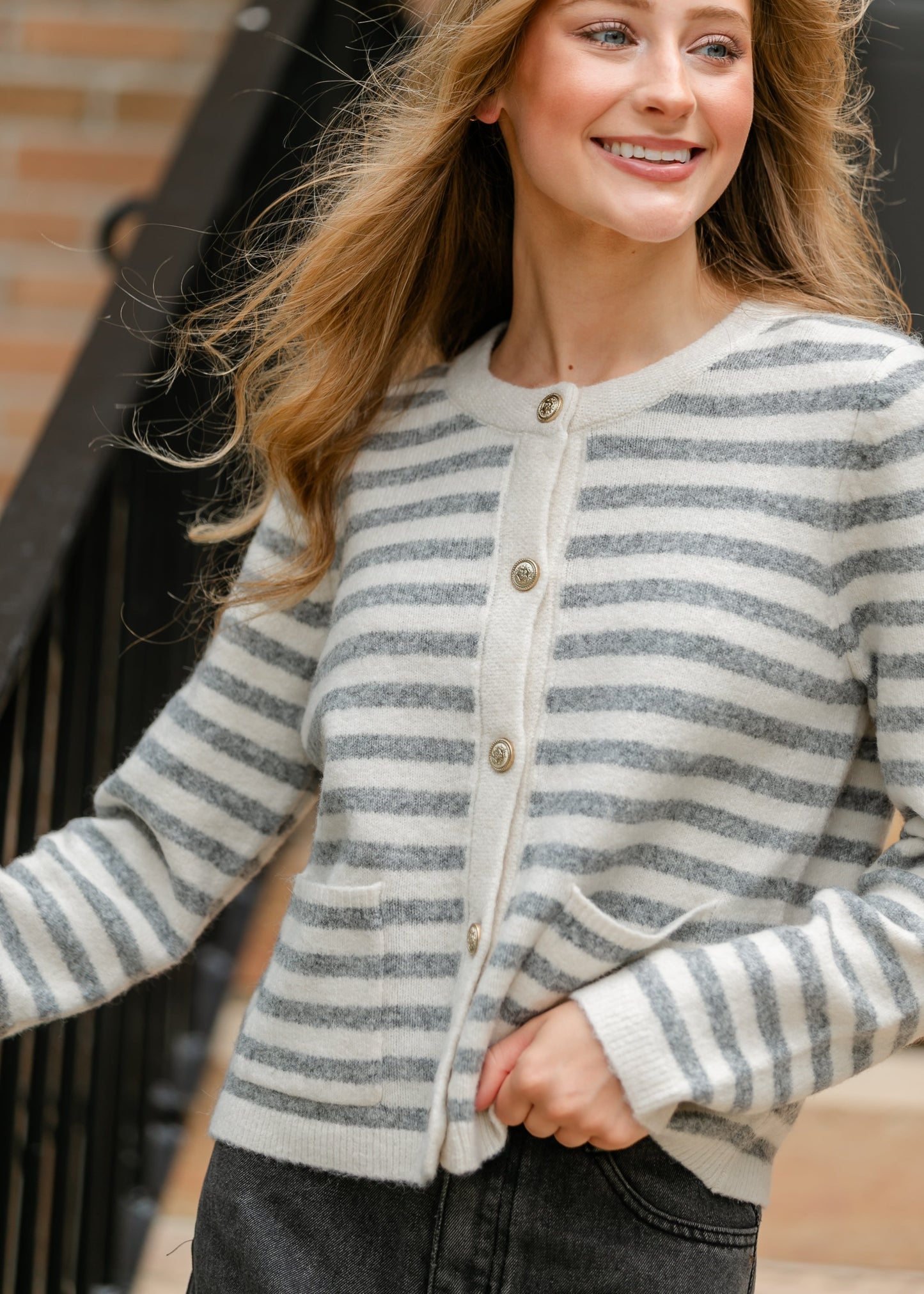 Ultra Soft Striped Cardigan FF Tops