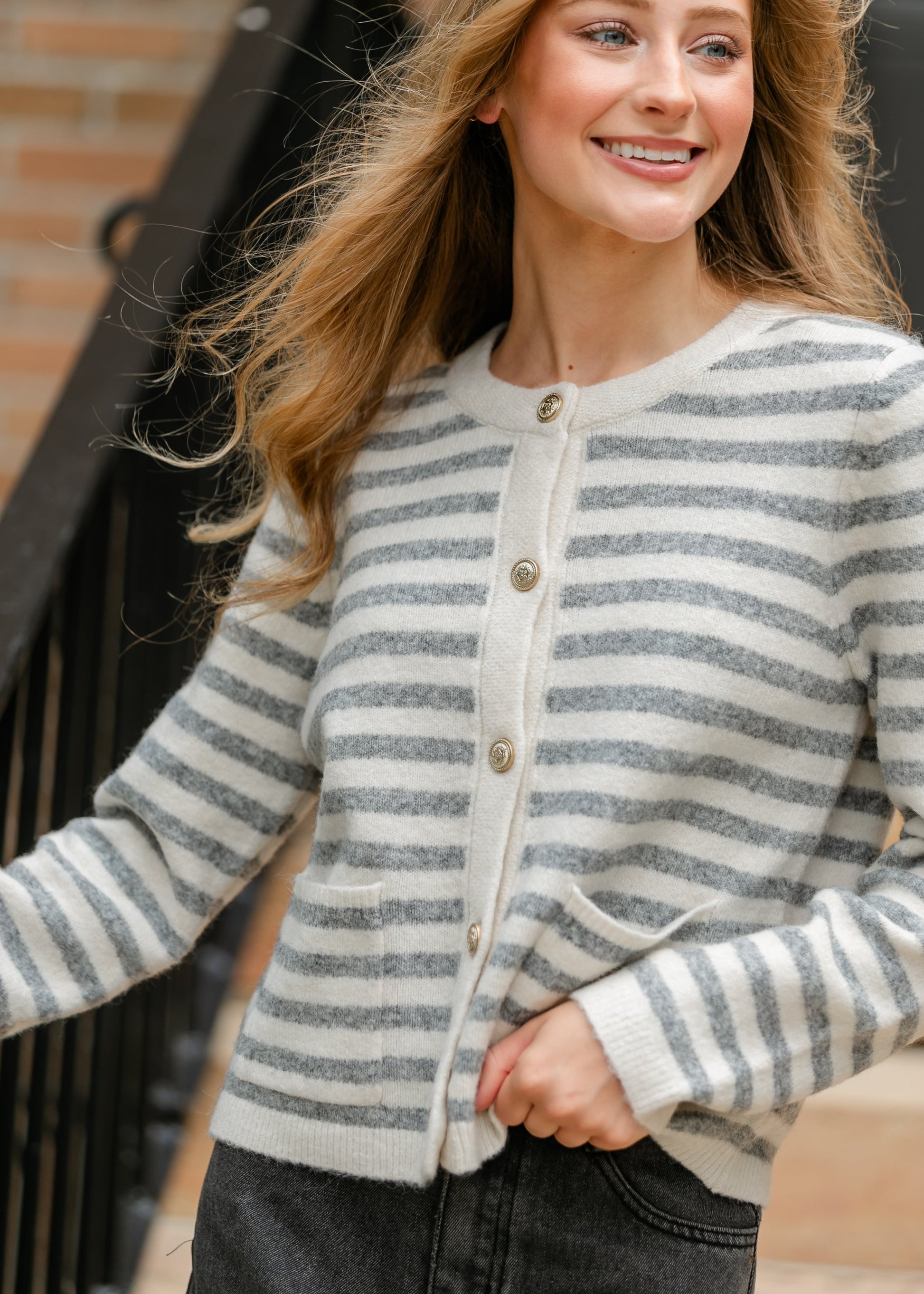 Ultra Soft Striped Cardigan FF Tops