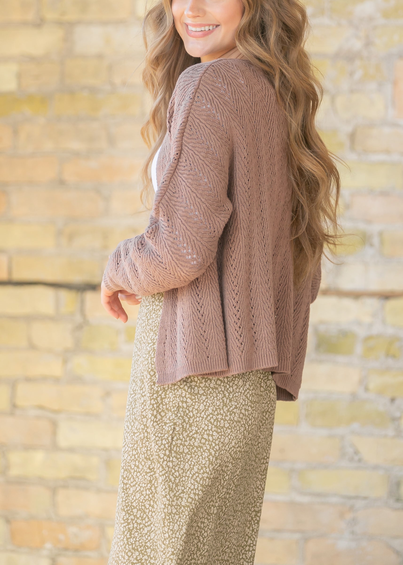 V Eyelet Crochet Cardigan FF Layering Essentials